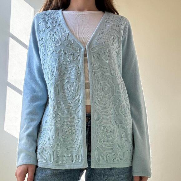 Designers Originals Sweaters - Vintage Designers Originals Ice Blue Cardigan Small Spring